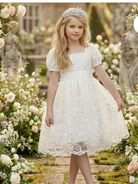 NWT Trish Scully Arielle  White Lace Kids Dress size 5